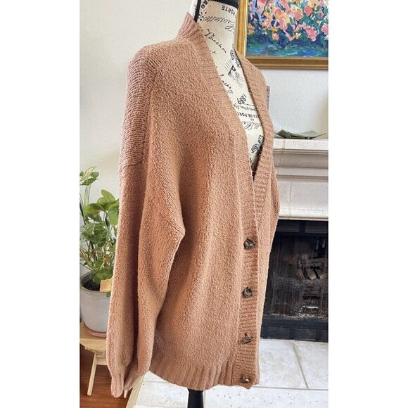 Aerie Oversized Bubble Sleeve Cardigan Brown Medium - Picture 6 of 13